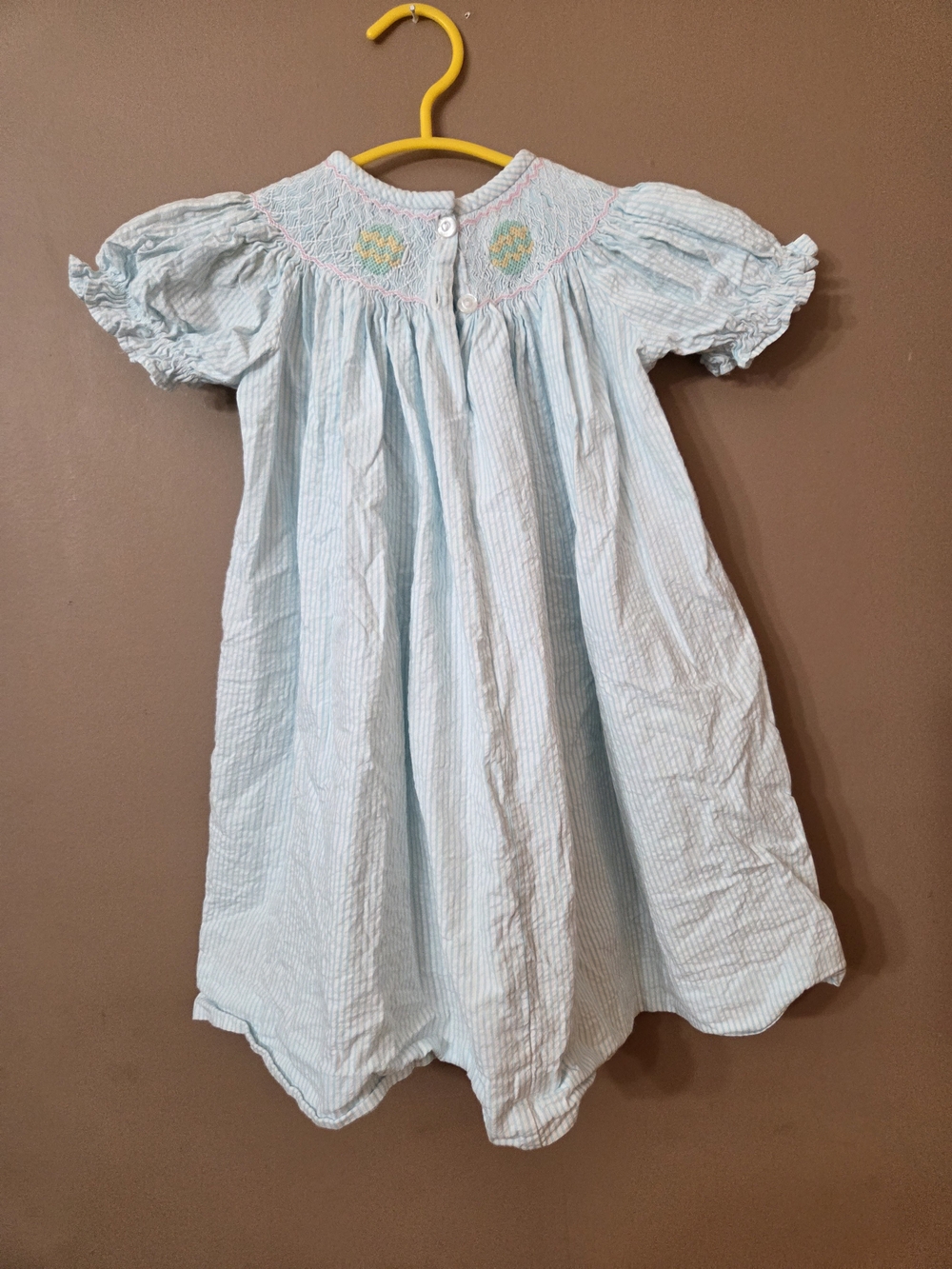 Little English Smocked Light Blue Girls' Dress with Puff Sleeves Size 2T - Picture 9 of 10